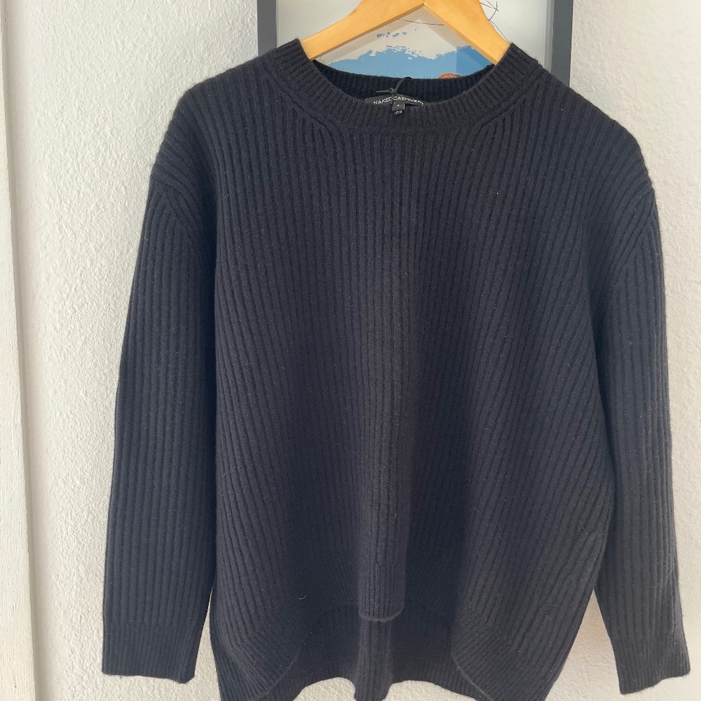 NAKED CASHMERE Ribbed Crewneck Sweater in Black sz S EUC